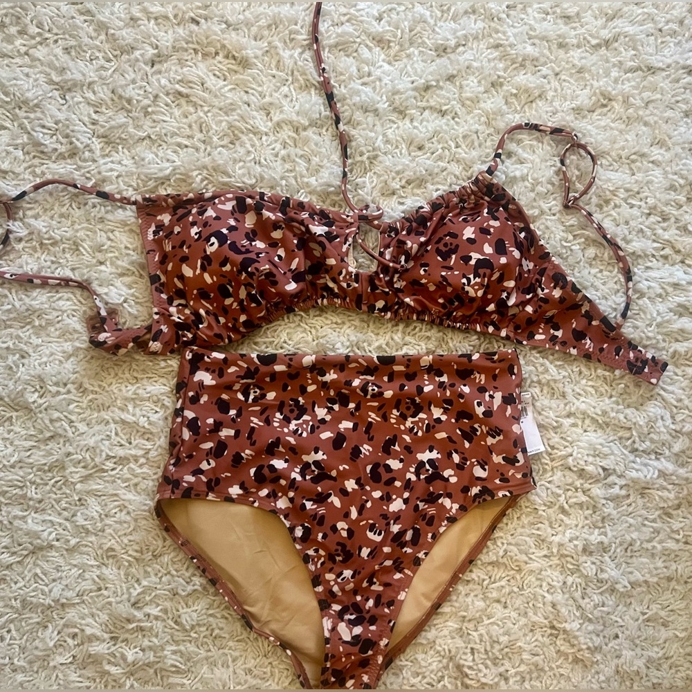 Brown Leopard Print Bikini Set